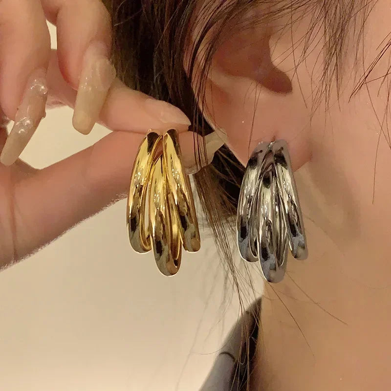 Korean Gold Color Hoop Earrings