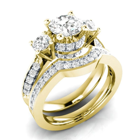 14K Gold Peridot Diamond Ring Set